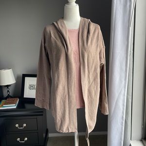 Lands’ End Long Open-Front Hooded Lounge Cardigan